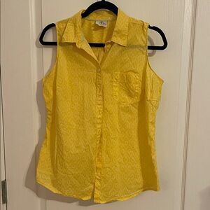 St. John's Bay Bright Yellow Sleeveless Button-Down Shirt